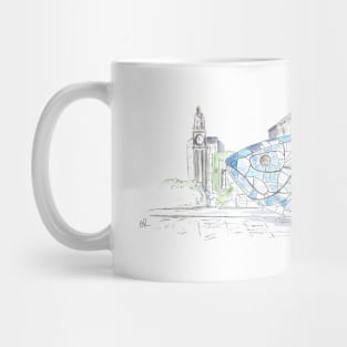 The Big Fish, Belfast pen drawing Mug